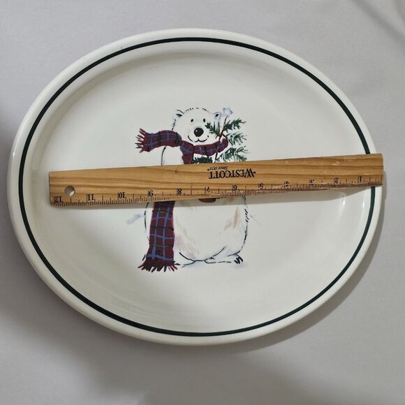 Pfaltzgraff Snow Bear Oval Serving Platter 13" USA holiday Christmas serveware - Picture 9 of 9